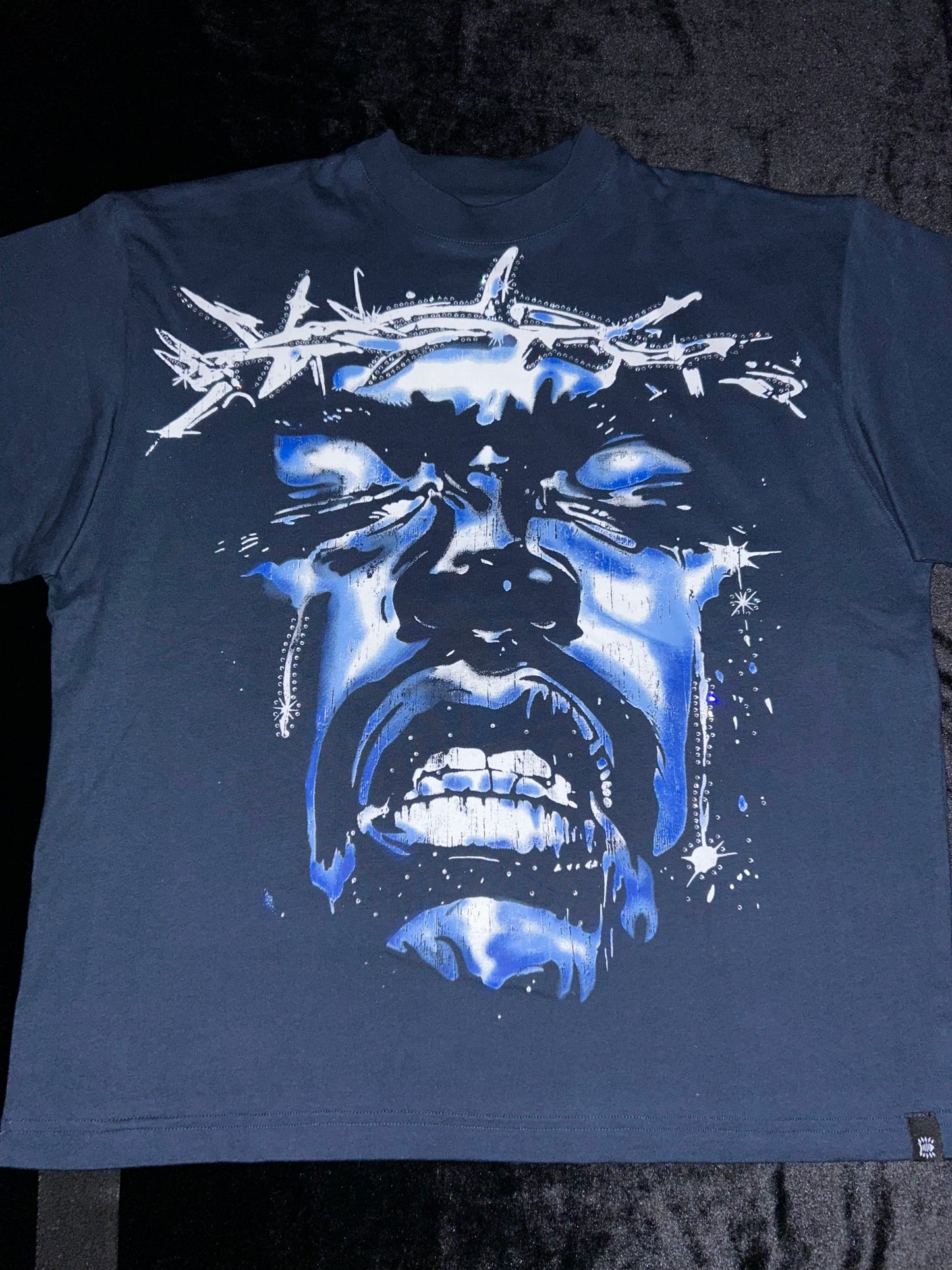 Playera Talla S “Face Blue” Corte Oversize